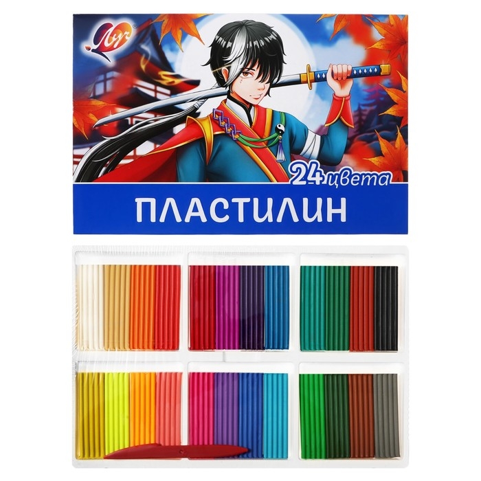 Пластилин 24цв 480г Луч Пластилин 24цв 480г Луч "Аниме" (синий)