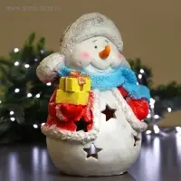 Фигура "Снеговик-подсвечник" с блестками 45см.