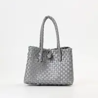 Сумка плетёная пластиковая, 23&times;11&times;30 см, серебристая