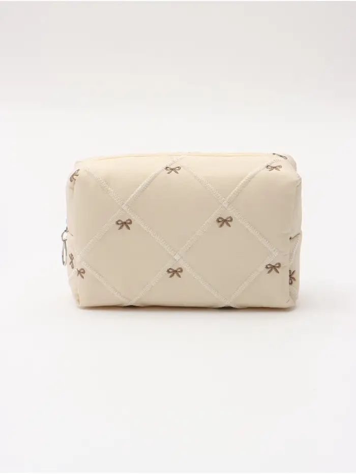 Косметичка кирпичик бантики, 19*8*10, бежевый