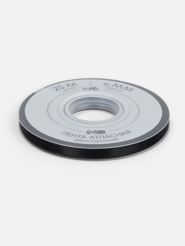 Лента атласная двухсторонняя №0030 6мм*25±1м чёрный TR Лента атласная двухсторонняя №0030 6мм*25±1м чёрный TR