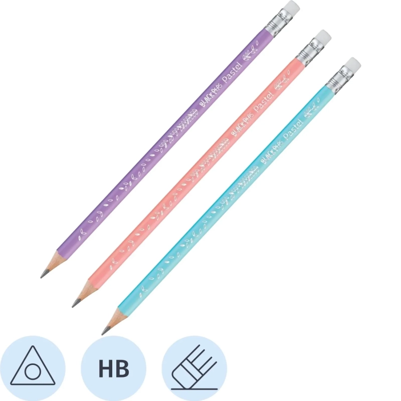 Карандаш чернографитный Maped BLACK PEP'S PASTEL НВ,дер,3хгр,лас,3шт,851719