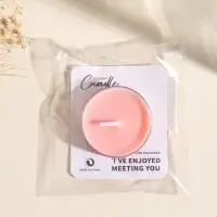 Чайная свеча ароматическая "Круглая" розовая, аромат сладкая хурма 3,8х3,8х1,8 см
