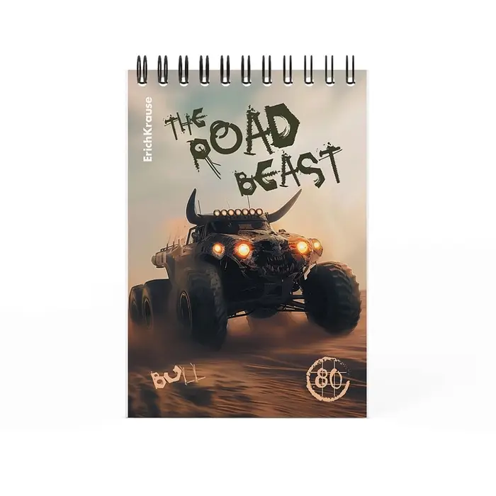 Блокнот А6 ErichKrause Road Beast, 80 листов в клетку, МИКС