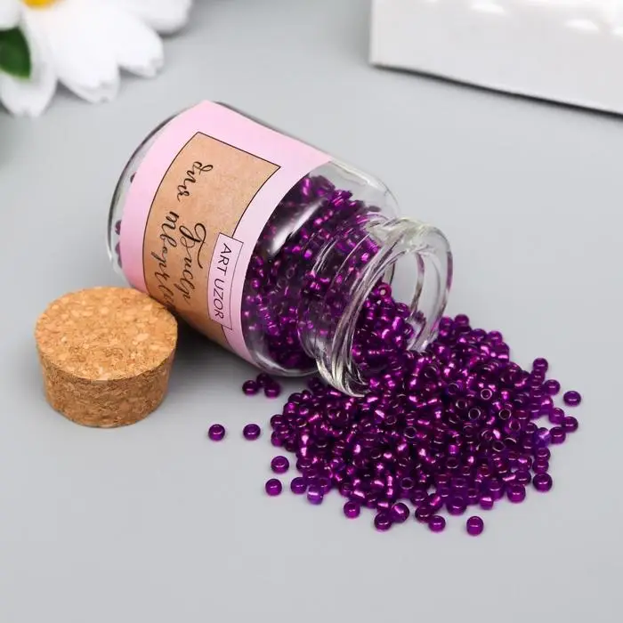 Бисер круглый 12/0 в бутылочке  Бисер круглый 12/0 в бутылочке "Фиолетовый" прозрачно-цветной 20 гр