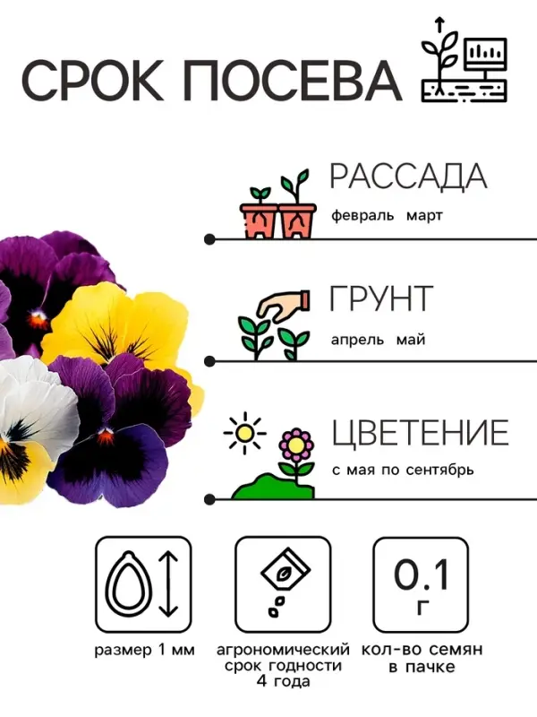 Семена цветов Виола "Шведские гиганты", 0,1 г