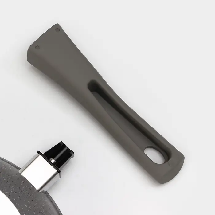 Сковорода KUKMARA &laquo;Мраморная&raquo;, d=24 см, съёмная ручка, стеклянная крышка, антипригарное покрытие, литой алюминий, серая