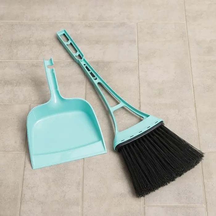 Веник для пола Disco, с совком, 8&times;19&times;58 см, бирюзовый