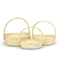 Набор корзин 3 шт ИВА 40x30x13 34х24x11 29х21x10 см ПЛЕТ ручка h=20/18/16 см бел