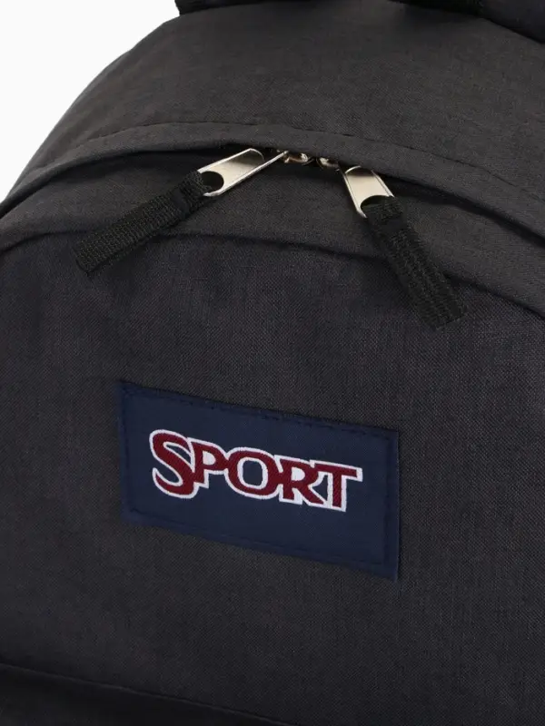 Рюкзак школьный на молнии, с карманом, размер 30&times;14&times;41 см, чёрный