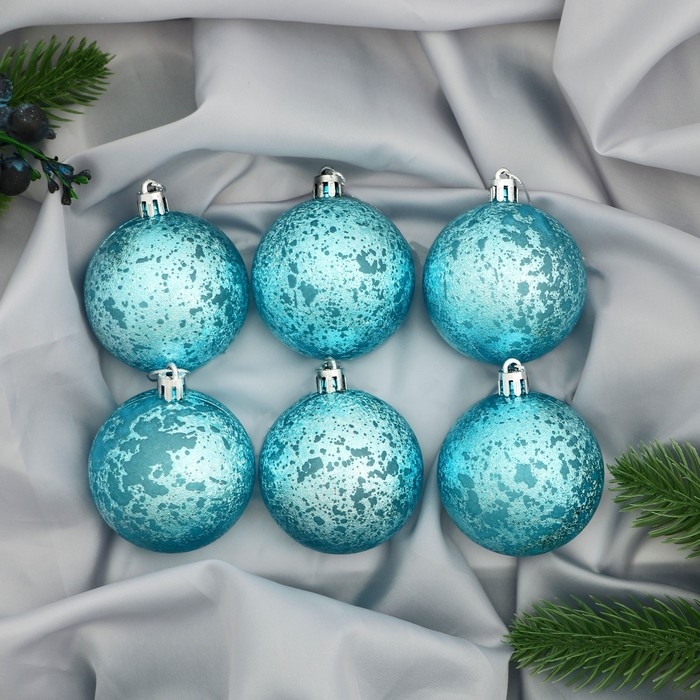 Набор шаров пластик d-6 см, 6 шт «Ретро» голубой Набор шаров пластик d-6 см, 6 шт «Ретро» голубой