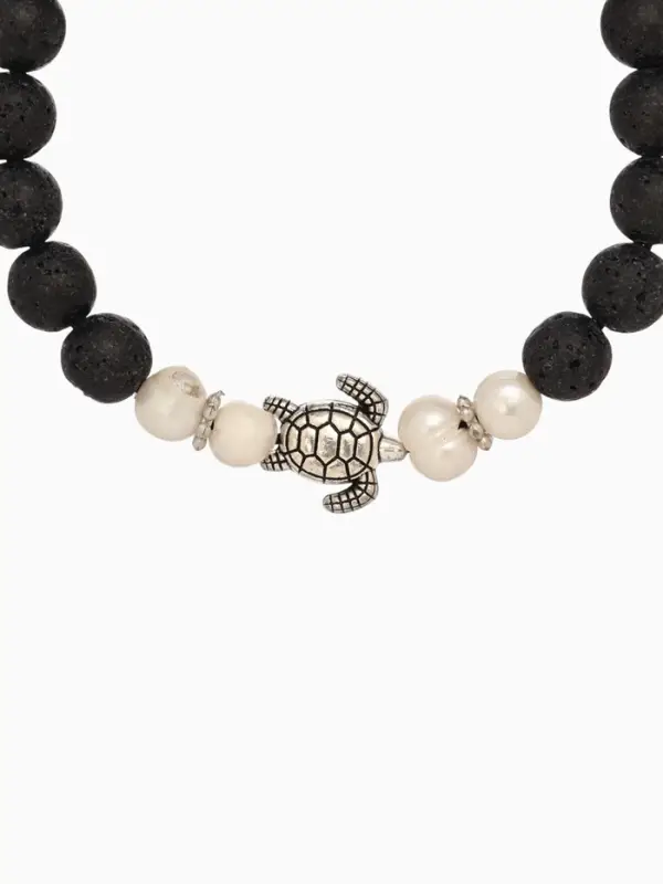 Браслет  Браслет "Черепашка" жемчуг, лава, длина 18 см