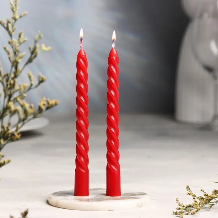 Набор свечей витых, 1.5×15 см, 2 штуки, аромат роза Набор свечей витых, 1.5×15 см, 2 штуки, аромат роза