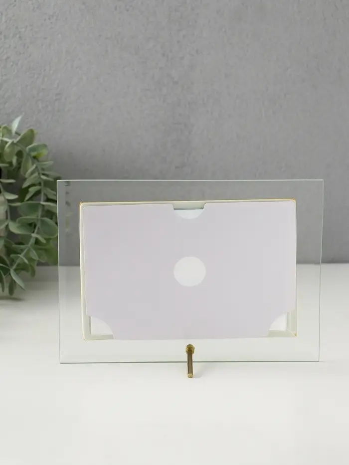 Фоторамка стекло 10х15 см "Золотой кант" горизонтальная 20х14,5 см