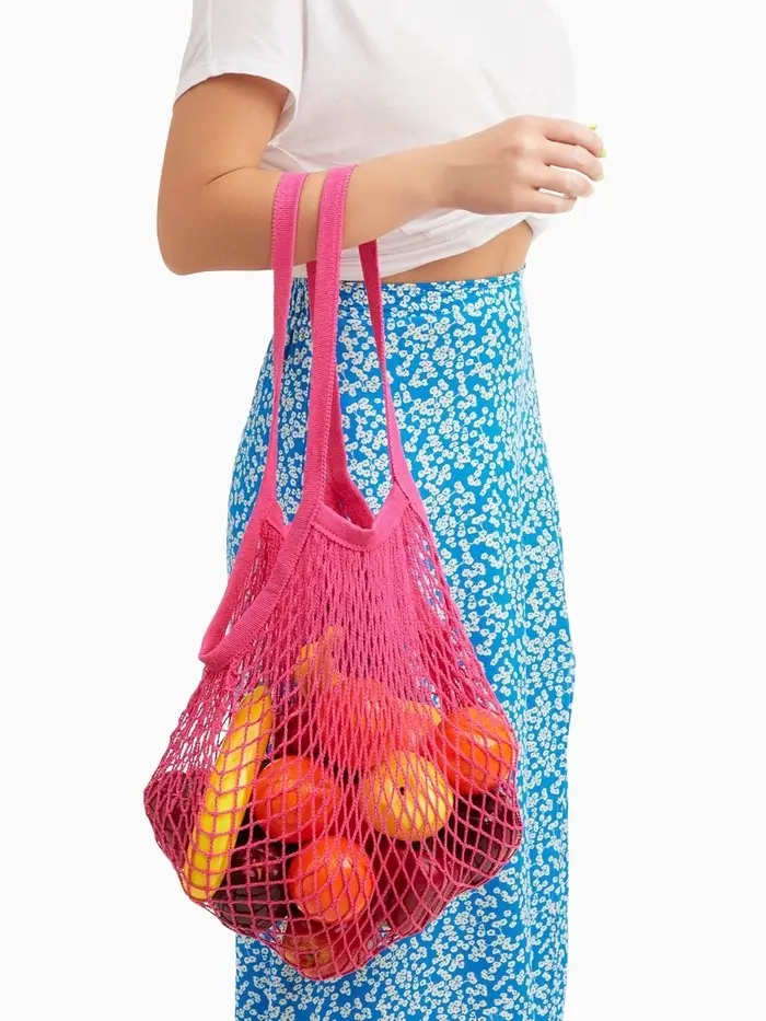 Сумка-авоська хозяйственная, клетка 1.5 см, розовая