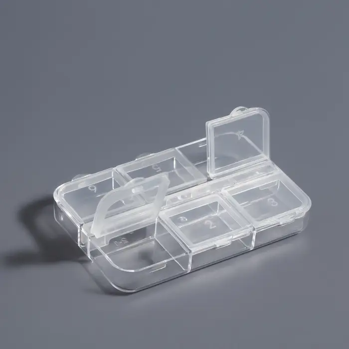 Органайзер для хранения мелочей, 6 ячеек, 5.3×7.5×1.3 см, прозрачный Органайзер для хранения мелочей, 6 ячеек, 5.3×7.5×1.3 см, прозрачный