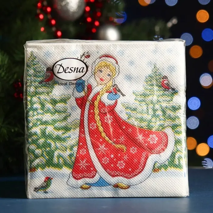 Салфетки новогодние бумажные Desna Design «Снегурочка», 1 слой, 24x24 см, 40 шт Салфетки новогодние бумажные Desna Design «Снегурочка», 1 слой, 24x24 см, 40 шт