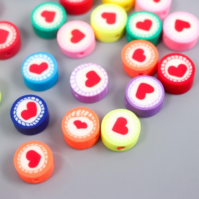 Бусины для творчества PVC Бусины для творчества PVC "Сердечки - печать" набор 25 шт 0,5х0,9х0,9 см