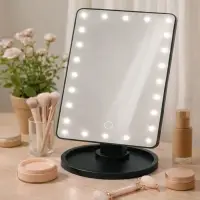 Зеркало KZ-06, подсветка, сенсорная кнопка, 22 диода, 26.5&times;16&times;12 см, 4хАА, чёрное