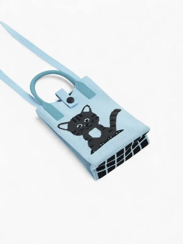 Сумка подр Коты, 12*4*17, отд на кнопке, дл ремень, голубой