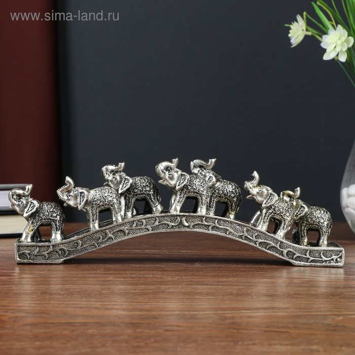 Сувенир полистоун Сувенир полистоун "Семь слонов на мосту" ветвь 8,5х4х26 см