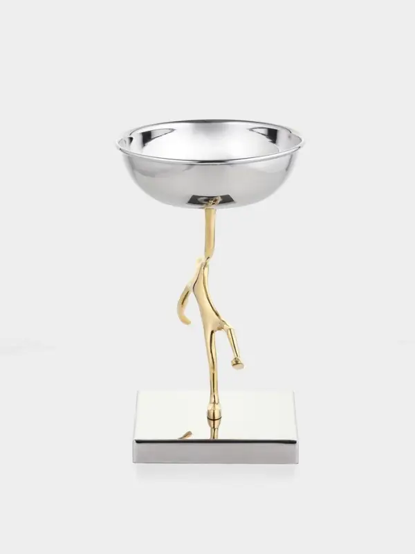 Блюдо сервировочное на подставке &laquo;Человек&raquo;, d=13 см, нержавеющая сталь, латунь