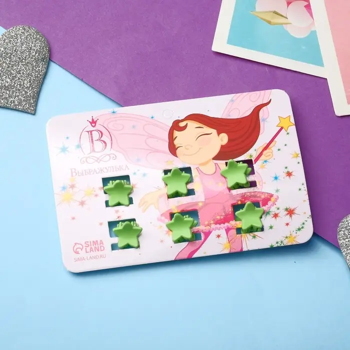 Краб для волос "Маленькая радость" (набор 6 шт) звезда, 1,2 см, зелёный