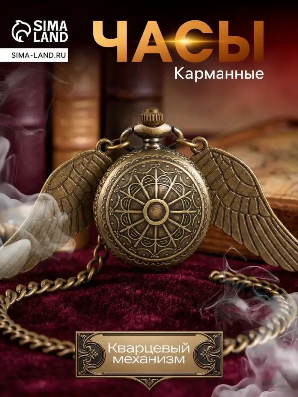 Часы - кулон карманные &laquo;Снитч&raquo;, кварцевые, на цепочке, диаметр циферблата 2.7 см, бронзовые
