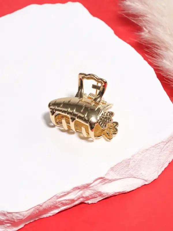 Крабики для волос QF &laquo;Авиталь&raquo;, набор 2 шт., морковка, 2.5 см, золотистый