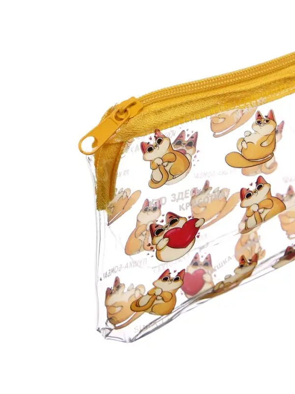 Пенал  мягкий 1 отд. плоский 95*205 Calligrata ПВХ "Кто здесь красотка?" Котики
