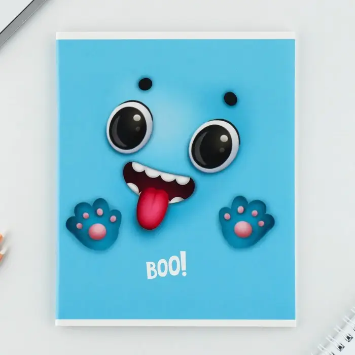 Тетрадь в клетку, 48 л., А5, на скрепке, блок №1, Boo!, МИКС Тетрадь в клетку, 48 л., А5, на скрепке, блок №1, Boo!, МИКС