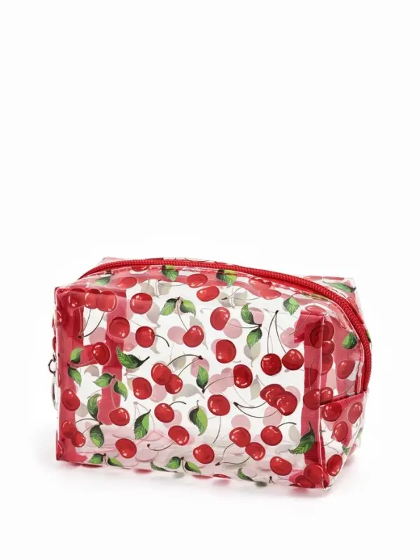 Косметичка ПВХ Вишня 15*6*8,5, отд на молнии,  прозрачный