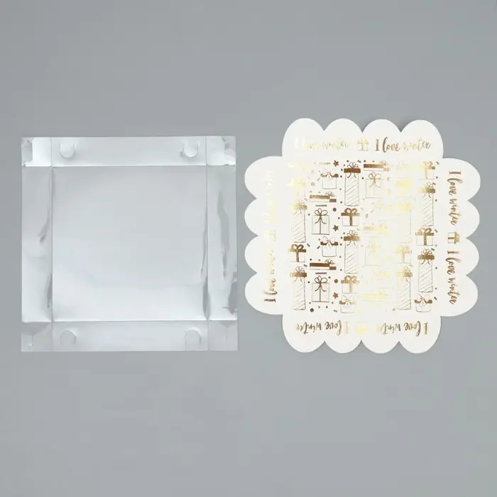 Коробка для кондитерских изделий с PVC крышкой &laquo;I love winter&raquo;, 13 х 13 х 3 см