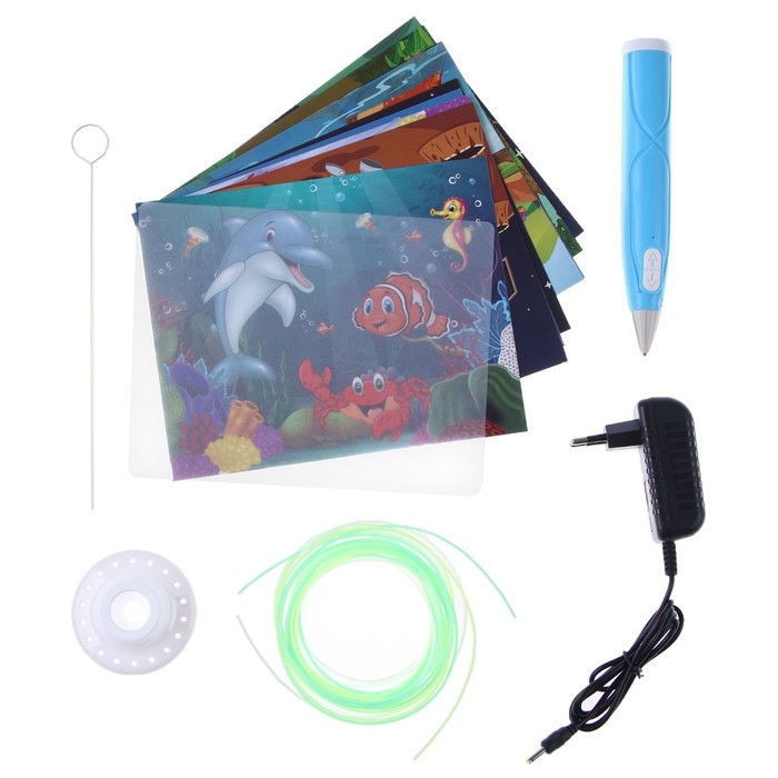 3D ручка, набор PCL пластика светящегося в темноте, цвет голубой 3D ручка, набор PCL пластика светящегося в темноте, цвет голубой