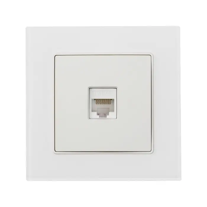 Розетка компьютерная TOT Matte Glass, стекло, скрытая, одноместная, белая