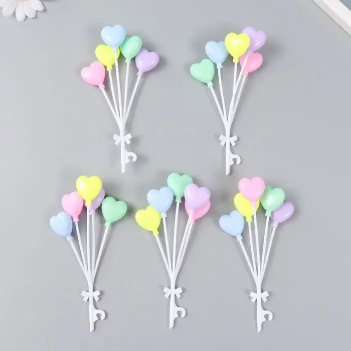 Декоративные элементы для творчества «Арт Узор. Связка воздушных шаров-сердец», набор 5 шт., пластик, 14 см