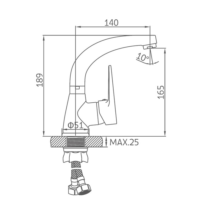 Смеситель для раковины Accoona A94111, однорычажный, с гайкой, силумин, хром Смеситель для раковины Accoona A94111, однорычажный, с гайкой, силумин, хром