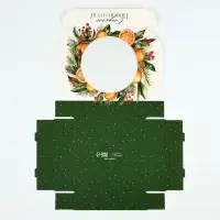 Коробка для макарун с низкими бортами «Сладкого Нового года!», венок, 11х 11х 3 см