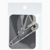 Булавка "Вензель" L=7см, цвет радужный в серебре