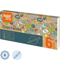 Пластилин классический Выбор Есть 6 цв.90 гр, набор со стеком