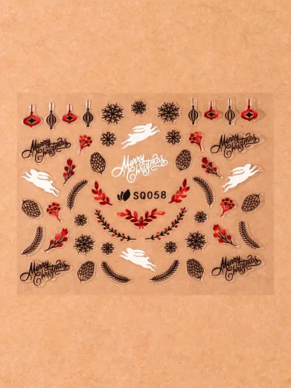 Наклейки для ногтей «Новый год», объёмные, фольгированные, разноцветные Наклейки для ногтей «Новый год», объёмные, фольгированные, разноцветные