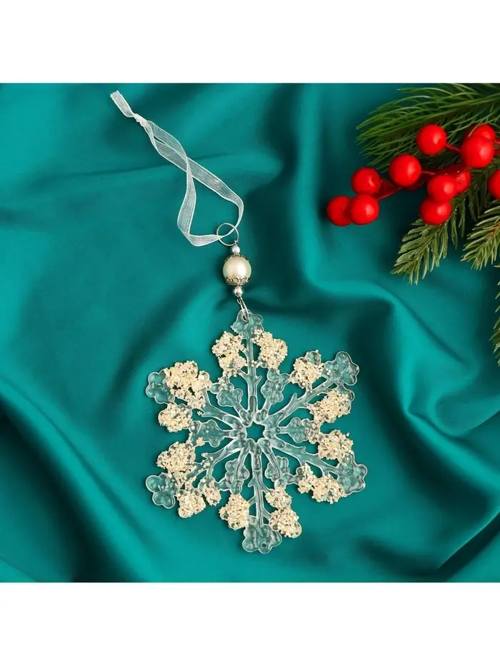 Ёлочная игрушка &laquo;Зимнее волшебство. Снежинка ажурная&raquo;, d=12 см, прозрачный, МИКС