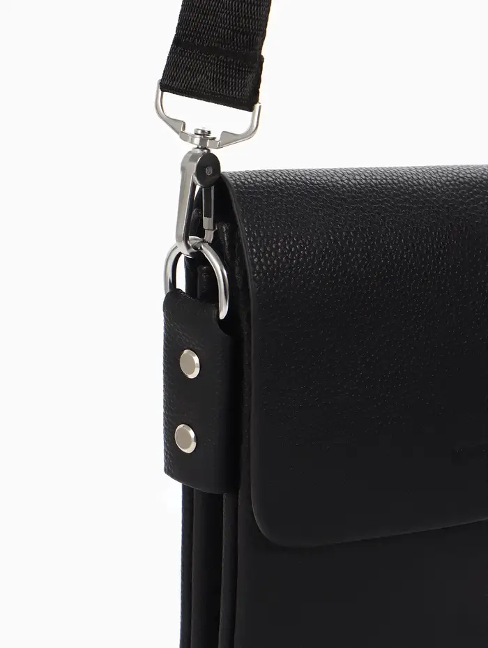 Сумка планшет муж, 19*2*23, 2 отд на молнии,  н/карм, длин рег ремень, черный