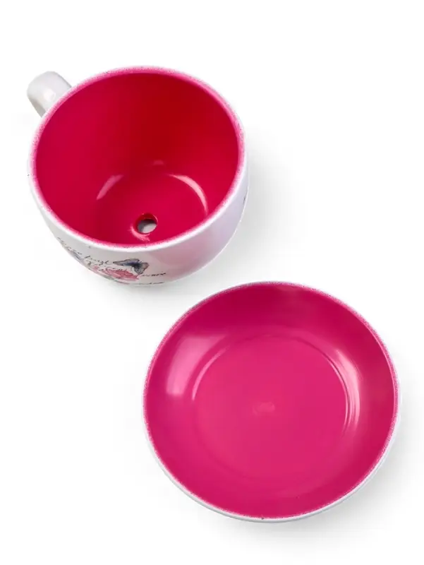 Горшок для цветов &laquo;Эмма&raquo;, 1.3 л, 19&times;15&times;10 см, керамический, с поддоном, белый, розовый, Greengo