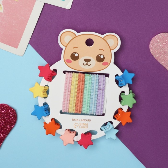 Набор для волос Набор для волос "Солнышко" (6 резинок,10 крабиков) звезда мини