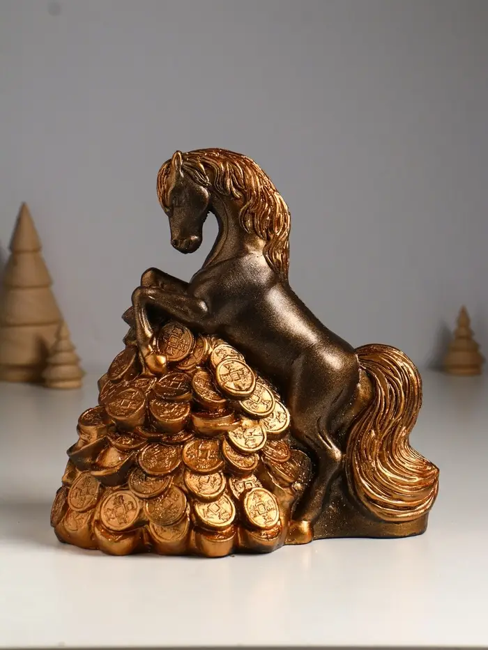 Копилка "Конь на деньгах" 20х20х13 см, бронза