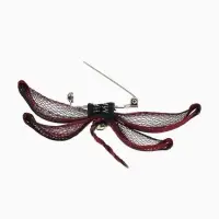 Брошь &laquo;Стрекоза&raquo; плетёная, цвет бордово-чёрный