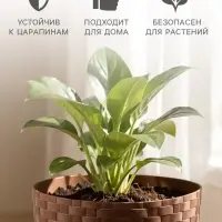 Горшок цветочный с поддоном &laquo;Ротанг&raquo;, 1.2 л, d=13 см, h=12 см, пластиковый, коричневый