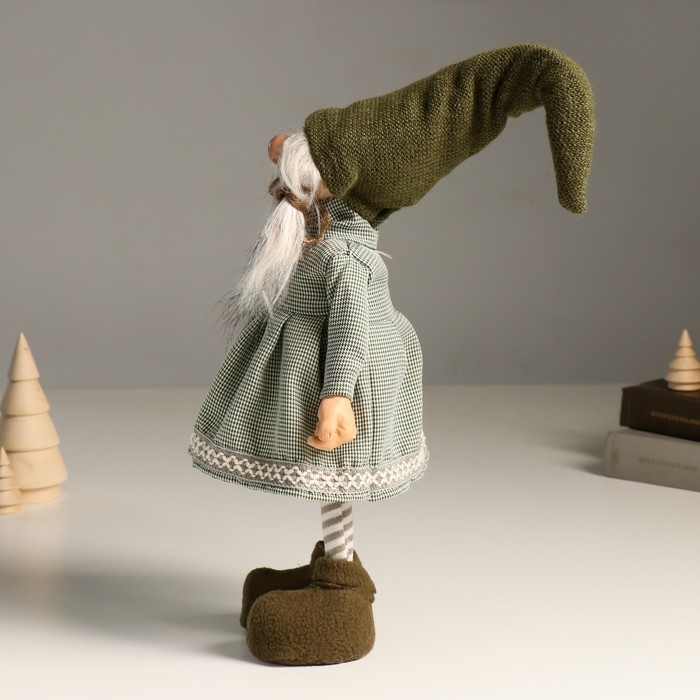 Кукла интерьерная Кукла интерьерная "Бабка Ёжка в зеленом платье с сердечком и колпаке" 36 см