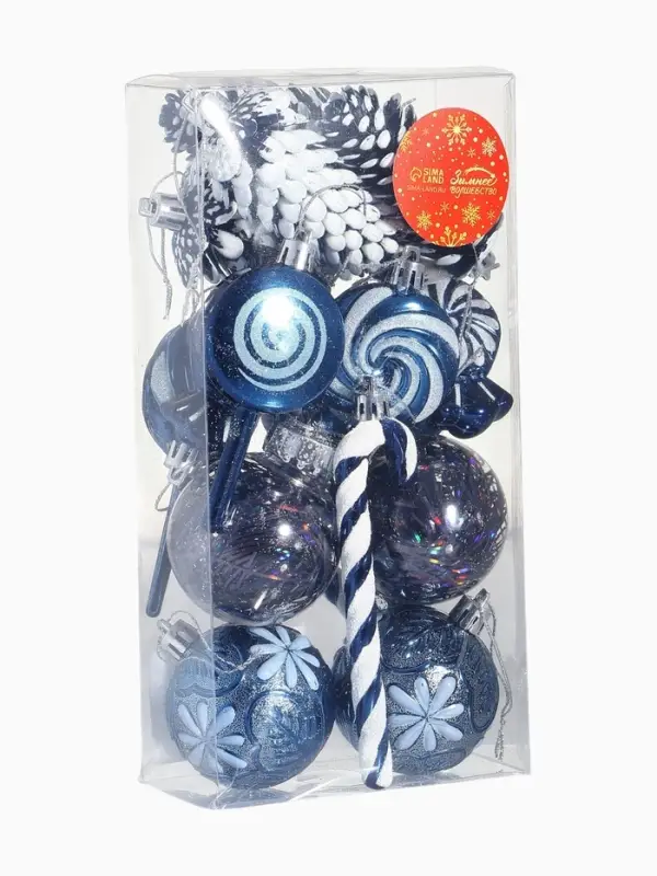 Набор украшений пластик 17 шт Набор украшений пластик 17 шт "Ярмарка волшебства" 6 см, синий